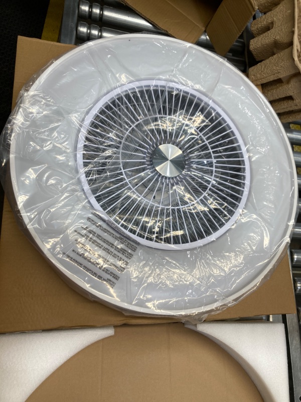 Photo 2 of ***PARTS ONLY ***
HUMHOLD 24" Bladeless Ceiling Fans with Lights, Low Profile Ceiling Fan with RGB Light, Alexa/Google Control, Enclosed Flush Mount White Ceiling Fan for Kid's Bedroom/Living Room 1# 24 Inch RGB Blacklight | White