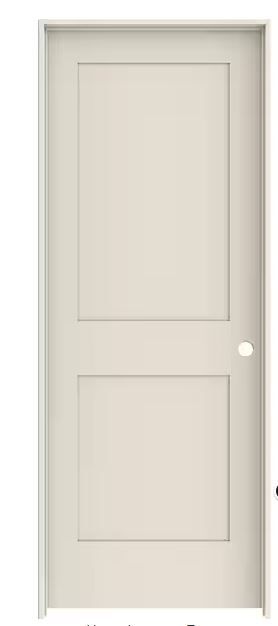 Photo 1 of JELD-WEN 28 in. x 80 in. 2 Panel Shaker Left-Hand Solid Core Primed Wood Single Prehung Interior Door