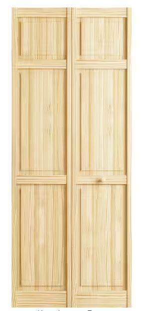 Photo 1 of ***DOOR PANEL IS DAMAGED*** Veranda 36 in. x 80 in. 6-Panel Pine Unfinishedw Interior Closet Bi-fold Door