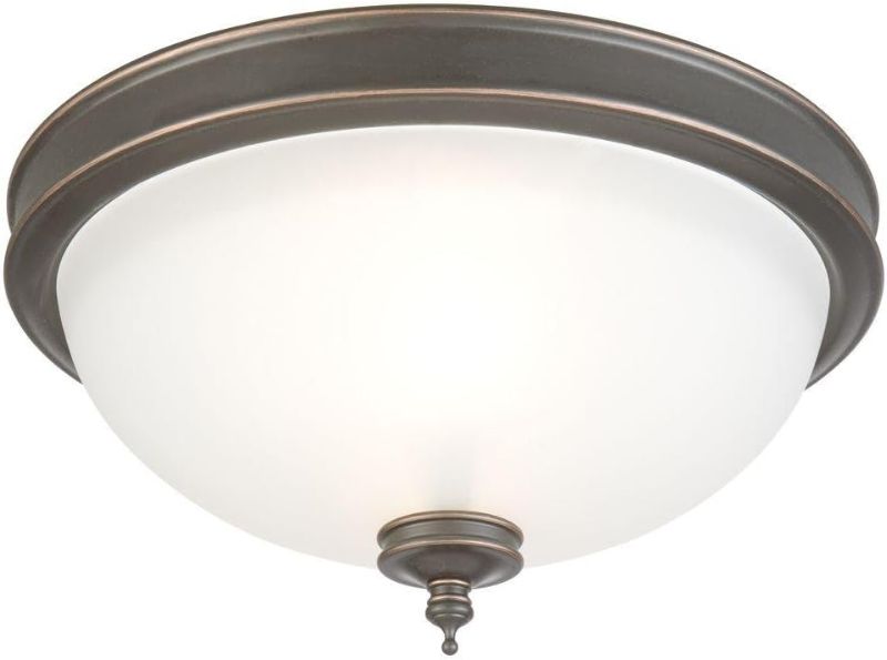 Photo 1 of 13 in. 2-Light Oil Rubbed Bronze Flush Mount (2-Pack)