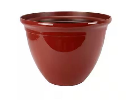 Photo 1 of Vigoro 19.5 in. Lyla Large Chili Red Glossy Resin Planter (19.5 in. D x 14.3 in. H)