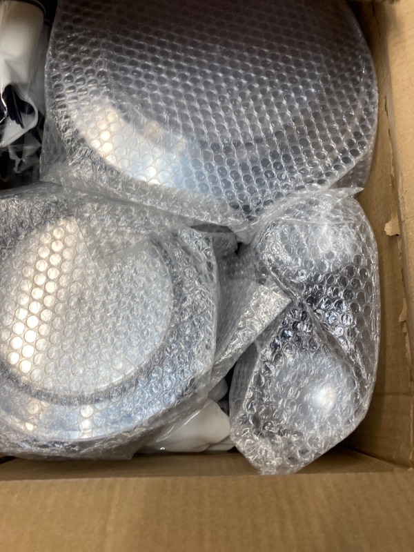 Photo 2 of 350 Piece Dark Blue Plastic Dinnerware Set for Party, Clear Disposable Plates for 50 Guests, Include: 50 Dinner Plates, 50 Dessert Plates, 50 Pre Rolled Napkins with Cutlery Set, 50 Cups 350 Piece (50 guests) Dark Blue