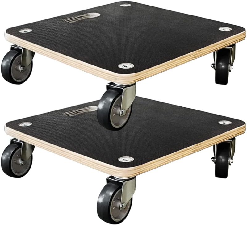 Photo 1 of 2 Pack Wooden Platform Dolly 550 Lbs Capacity Furniture Dolly with 4 Wheels Heavy Duty Piano Moving Dolly Small Flat Dolly Cart for Moving Heavy Items Washing Machine Couch Fridge