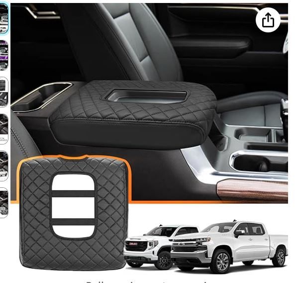 Photo 1 of Zxiaochun Center Console Cover Compatible with 2019 2020 2021 2022 2023 2024 Chevy Silverado/GMC Sierra Accessories Jump Seat Console Armrest Lid Leather Protective Cover