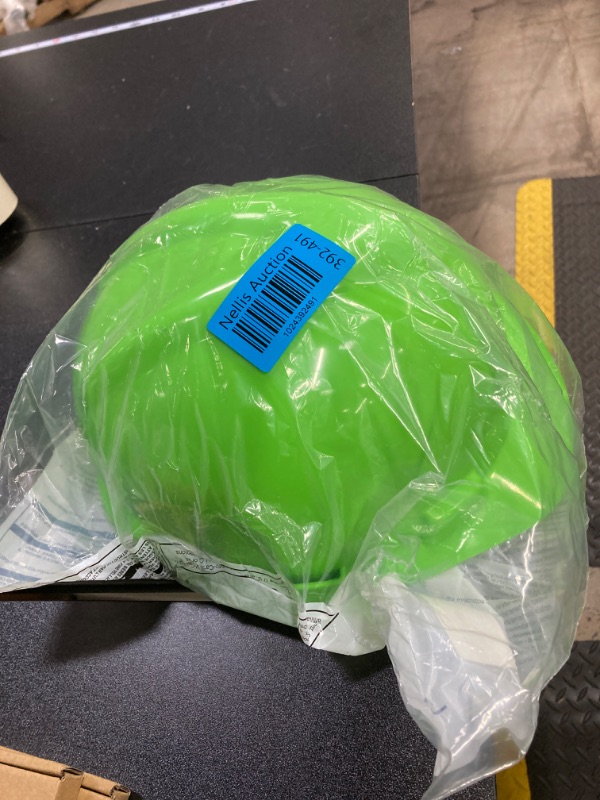 Photo 2 of MSA V-Gard Cap Style Safety Hard Hat Suspension | Polyethylene Shell, Superior Impact Protection, Self Adjusting Crown Straps Bright Lime Green Standard Staz-On Pinlock Suspension Hard Hat