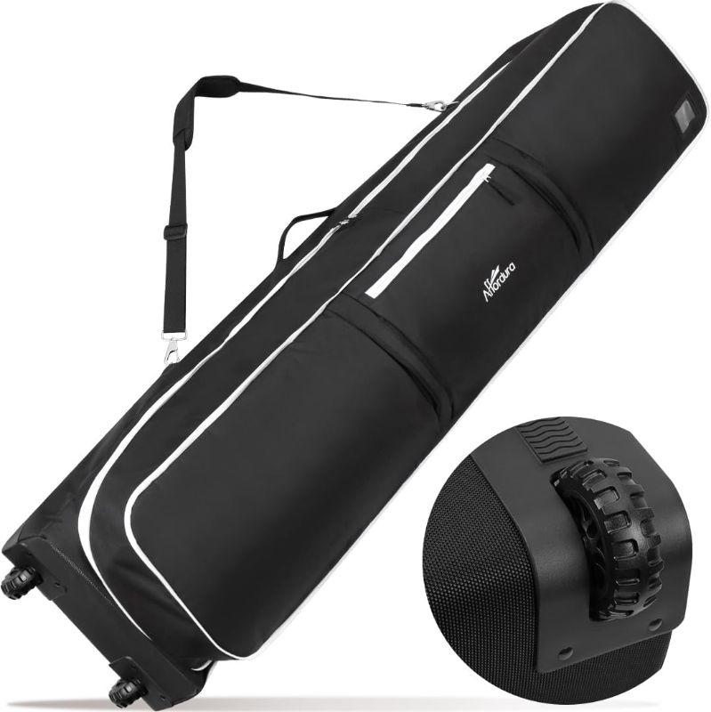 Photo 1 of Affordura Snowboard Bag Fits 2-Piece Ski and Boot Bag Padded Ski Bag with Wheels, Ski Bags and Boot Bags Waterproof Snowboard Bag for Air Travel with Strap, Ski Travel Bags for Flying