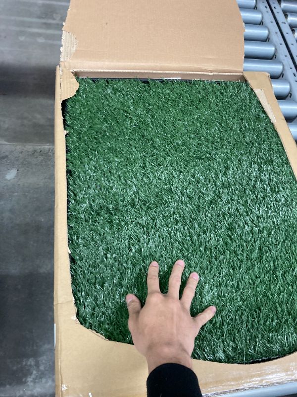 Photo 3 of PETMAKER Artificial Grass Puppy Pad for Dogs and Small Pets Collection – Portable Training Pad with Tray – Dog Housebreaking Supplies Medium 3-Layer System