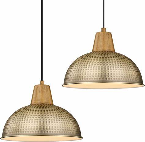 Photo 1 of FEMILA Modern Pendant Lights 3 Pack, 10.2 inch Industrial Kitchen Pendant Lighting Over Island, 1-Light Hanging Lamp with Hammered Metal Shade, Dark Blue,4FG58MIL-3PK Blue
