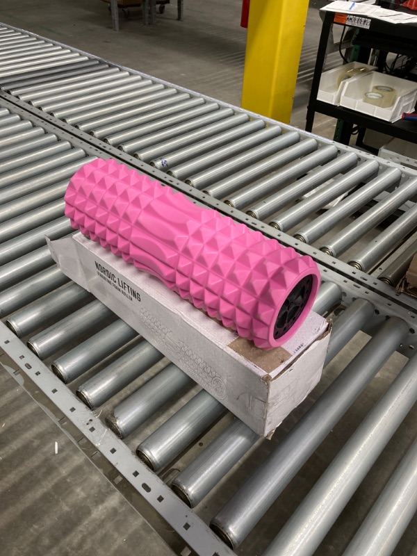 Photo 2 of Vibrating Foam Roller - Trigger Point Massage Roller for Deep Tissue Recovery - by Nordic Lifting (Pink)