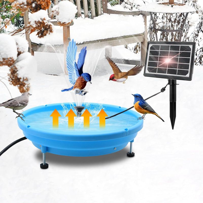 Photo 1 of [Clearance] Heated Bird Bath with Solar Powered Bird Baths Fountains,Thermostatically Controlled 4-in-1 Heated Bird Bath Bird Waterer Bird Bath heaters for Outdoors in Winter Garden Yard Patio