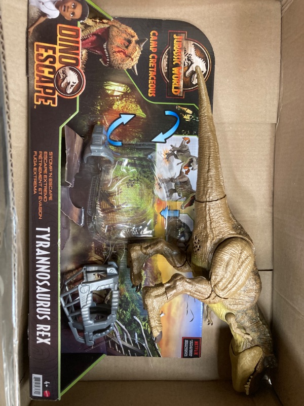 Photo 3 of Jurassic World Stomp ‘N Escape Tyrannosaurus Rex Figure Camp Cretaceous Dinosaur Escape Toy & Slash ‘N Battle Scorpios Rex Action & Sound Dinosaur Figure Camp Cretaceous, Gray Toy + Figure Camp