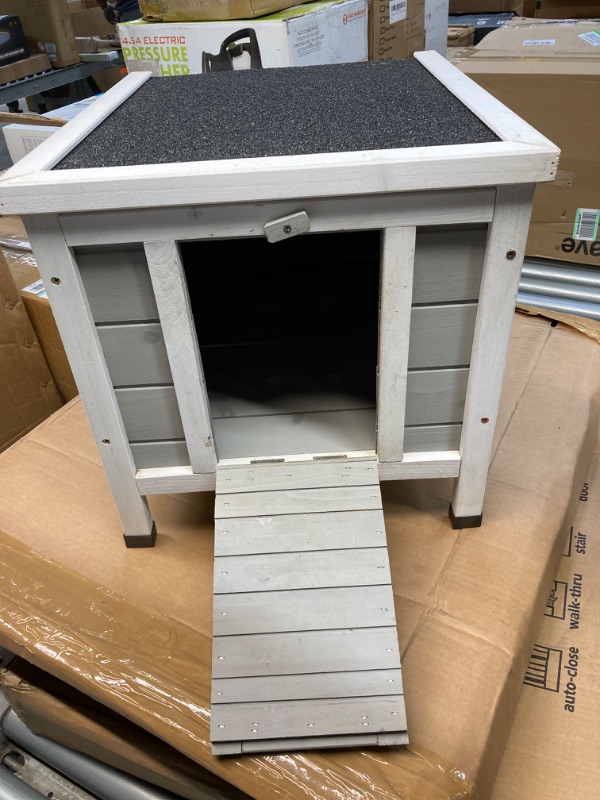 Photo 2 of SNUGENS Topnotch Weatherproof Wooden Bunny Rabbit Cat Hutch Outdoor Pet Cage Shelter Feral Cat House in White