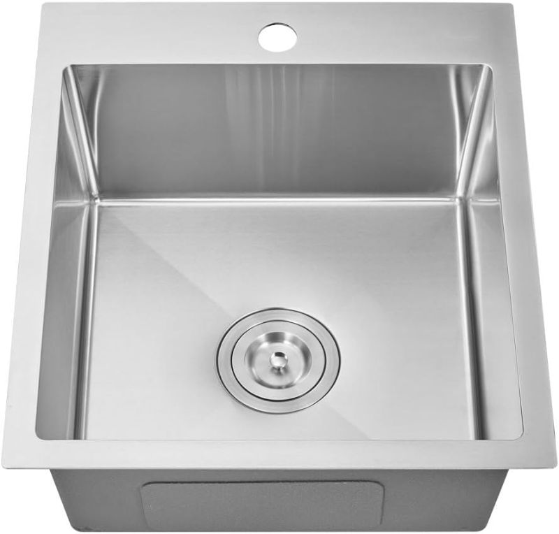 Photo 1 of 20-inch Drop in Kitchen Sink, TSIBOMU Stainless Steel Single Bowl Small Kitchen Sink Brushed Nickel, 20x16x9 20 Inch Brushed