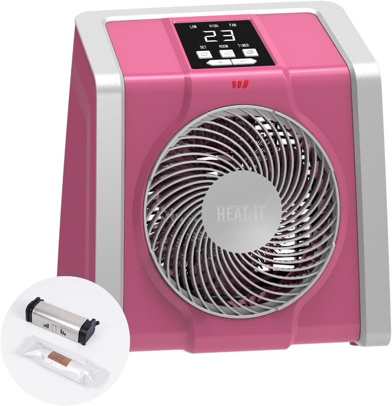 Photo 1 of 2pk HEATIT 1500W Electric Space Heaters with Thermostat Portable Indoor Auto Climate Control Fan Heater with Scented box PINK
