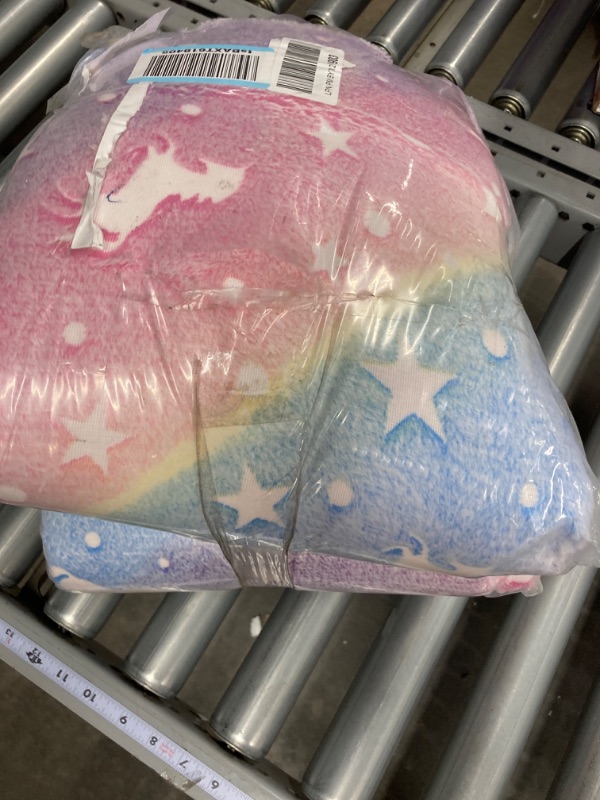 Photo 1 of Glow in The Dark Blanket Unicorn Gifts for Kids Girls Teen Birthday Christmas Halloween Present Light Up Rainbow Unicorn Toy Bedroom Bed Decor Fun Soft...
