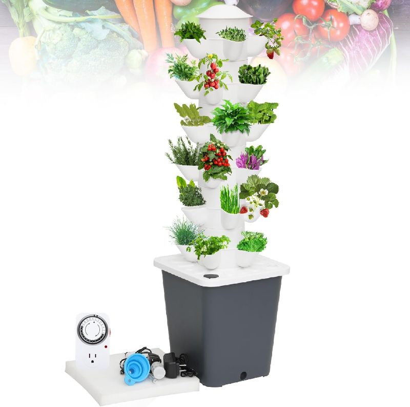 Photo 1 of Etespie Hydroponic Growing Tower System Garden Tower-Hydroponics Tower for Indoor Herbs,Fruits and Vegetables-Silent Pump Garden Tower with Timer Automatic...
