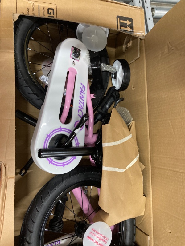 Photo 2 of Glerc Fantacy 12 14 16 18 20 inch Kid Bike for 2-14 Years Old with Headlight & Kickstand for Birthday Gift, Multiple Colors Pink 14 Inch With Training Wheels