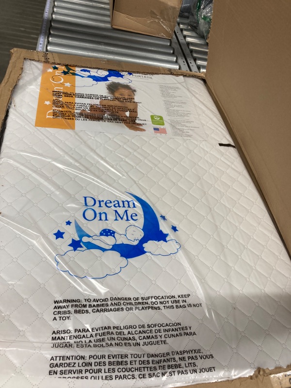 Photo 2 of Dream On Me Sunset 3” Extra Firm Fiber Crib Mattress, Greenguard Gold Certified, Waterproof Vinyl Cover, Baby Mattresses for Cribs, Fits Mini and Portable Cribs
