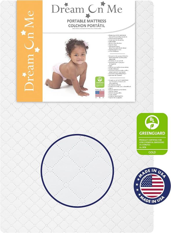 Photo 1 of Dream On Me Sunset 3” Extra Firm Fiber Crib Mattress, Greenguard Gold Certified, Waterproof Vinyl Cover, Baby Mattresses for Cribs, Fits Mini and Portable Cribs
