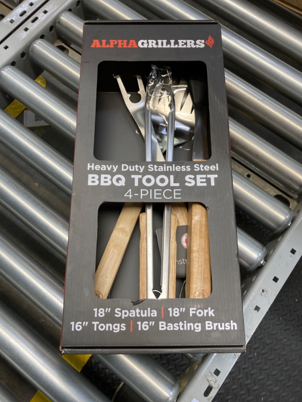 Photo 2 of Alpha Grillers Grill Set Heavy Duty BBQ Accessories, Grill Tool Set (Wooden Handle)