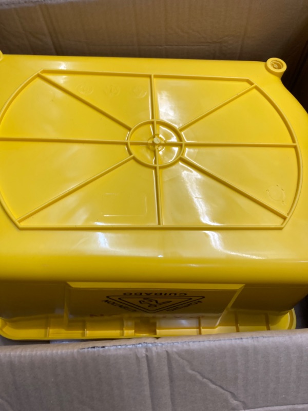 Photo 3 of Commercial Mop Bucket with Side Press Wringer on Wheels, Including One Commercial Mop, 35 Quart, Yellow