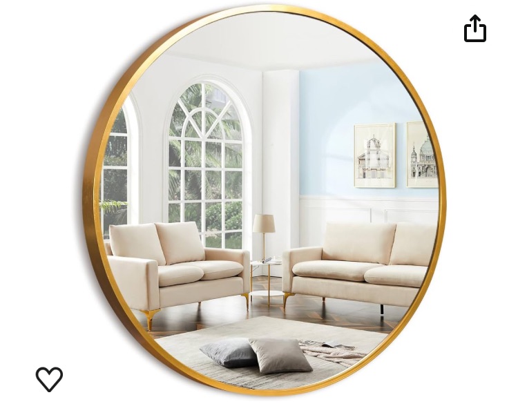 Photo 1 of 39" Round Mirror Golden Circle Mirror for Wall Mirror Large Bathroom Mirror for Wall Wall-Mounted Vanity Mirrors with Aluminum Alloy Frame Hanging Decorative Mirrors for Bathroom