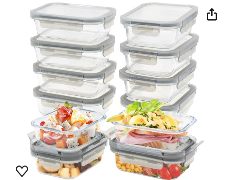 Photo 1 of 12 Pack Glass Meal Prep Containers, 22oz Food Storage Containers With Lids, Air-Tight, Leak-Proof, Microwave, Freezer, Oven Safe