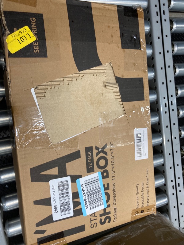 Photo 1 of SEESPRING 12 Pack Shoe Storage Box, Clear Plastic Stackable Shoe Organizer for Closet, Space Saving X-Large Sneaker Containers Bins Holders Fit up to Size 13 (Black) Black X-Large Front Profile