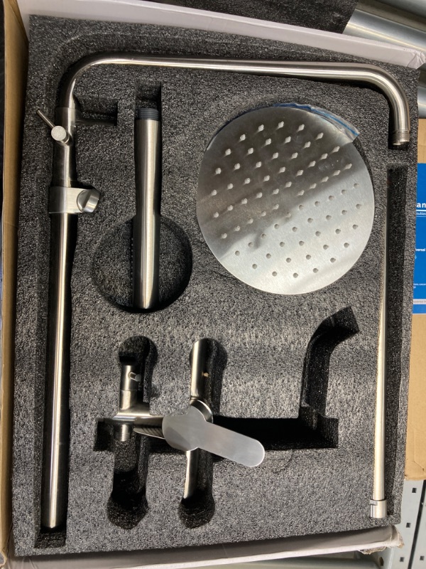 Photo 2 of ***MISSING HARDWARE*** Shower Faucet - Shower Faucets Sets Complete, Shower System - Outdoor Shower Kit / Outdoor Shower Enclosure / Outdoor Shower Fixtures W/ SS304 Shower Head with Handheld High Pressure, Brushed Nickel Brushed Nickel-3F