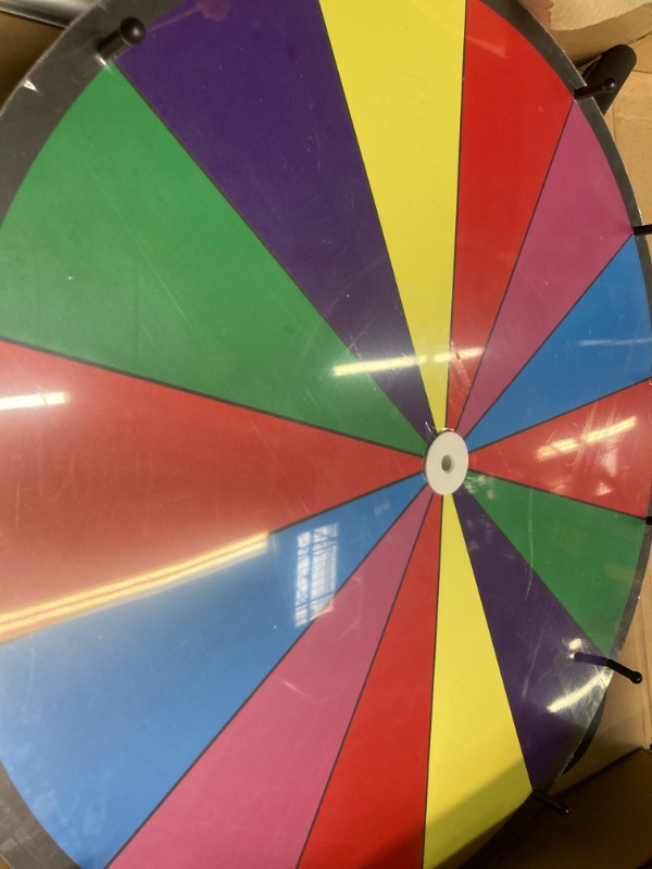 Photo 2 of 24” 2 In 1 Heavy Duty Spinning Wheel for Prizes, Adjustable Tabletop and Floor Stand Fortune Wheel Spinner,14 Colorful Prize Slots,Color Prize Wheel for Trade Show,Fortune Spinning Game,Carnival 24" 1Pack