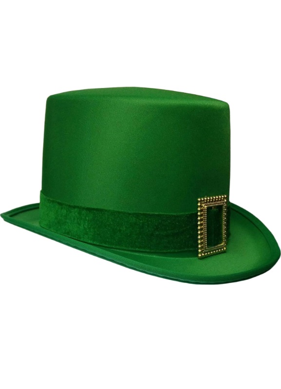 Photo 1 of Nicky Bigs Novelties St Patrick's Day Leprechaun Hat with Gold Buckle - Deluxe Green Top Hat Irish Holiday Costume Accessory