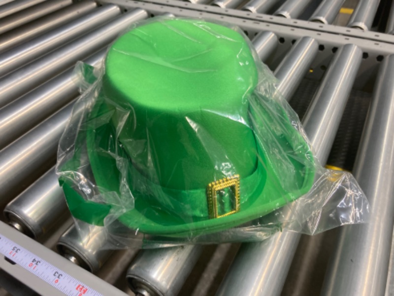 Photo 2 of Nicky Bigs Novelties St Patrick's Day Leprechaun Hat with Gold Buckle - Deluxe Green Top Hat Irish Holiday Costume Accessory