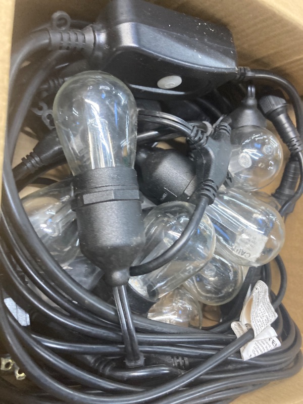 Photo 2 of ***NOT WORKING, SEE NOTES*** Mlambert 48FT Outdoor Patio Lights Waterproof Dimmable with Remote, RGB Cafe LED String Light with 15 Shatterproof Bulbs for Bistro Party-Black 1 Pack