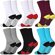 Photo 1 of 6 Pairs Kids Grip Anti Slip Soccer Socks Hospital Socks Basketball Soccer Athletic Socks for Youth Boys Girls 7-11