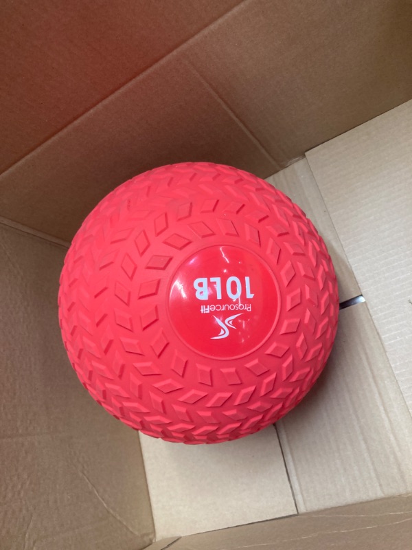 Photo 1 of     10 lbs ball             ProsourceFit Slam Medicine Balls 10,  lbs Smooth and Tread Textured Grip Dead Weight Balls for Crossfit, Strength and Conditioning Exercises, Cardio and Core Workouts Red 10 LB