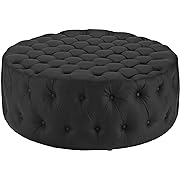 Photo 1 of Homebeez 28 Inch Round Velvet Storage Ottoman, Button Tufted Footrest Stool Coffee Table for Living Room, Black