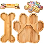 Photo 1 of 2 Pcs Cute Shaped Bamboo Serving Tray Charcuterie Board Party Supplies Natural Wooden Snack Platters Gifts Wood Candy Dish Bowl for Housewarming Party (10 x 9.8 in, 12 x 5.9 in,Paw)