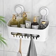 Photo 1 of LEVERLOC Shower Caddy Suction Cup Shower Shelf Suction Shower Basket Removable Powerful Shower Organizer Max Hold 22lbs Suction Bathroom Caddy Waterproof Shower Storage - White