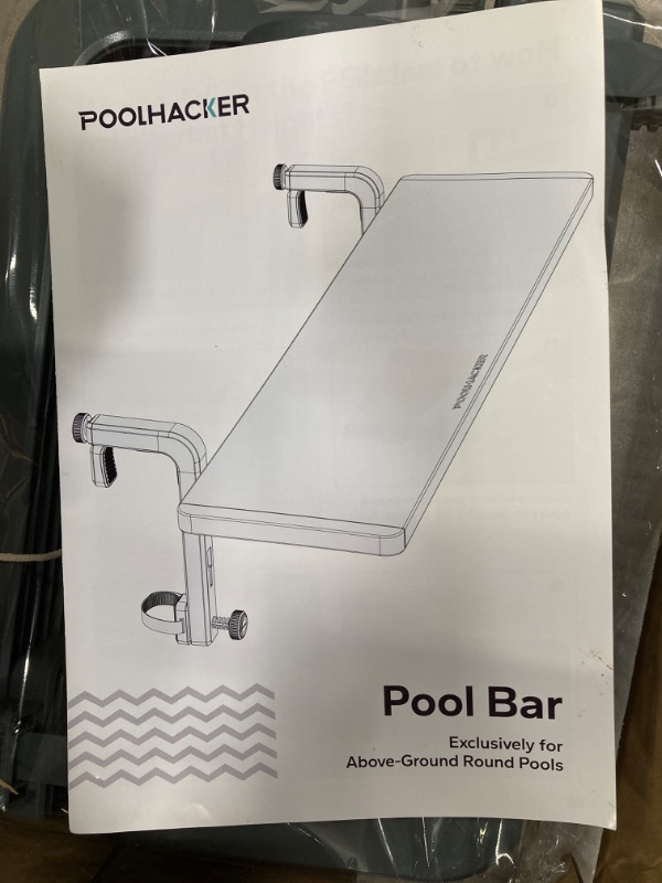 Photo 4 of ?2024 Newest? Pool Bar, Wood-Plastic Swim Up Bar Exclusively for Above-Ground Round Pools. Height Adjustable Patio Poolside Table Easy Maintenance, Weather Resistant 47×11in Tabletop