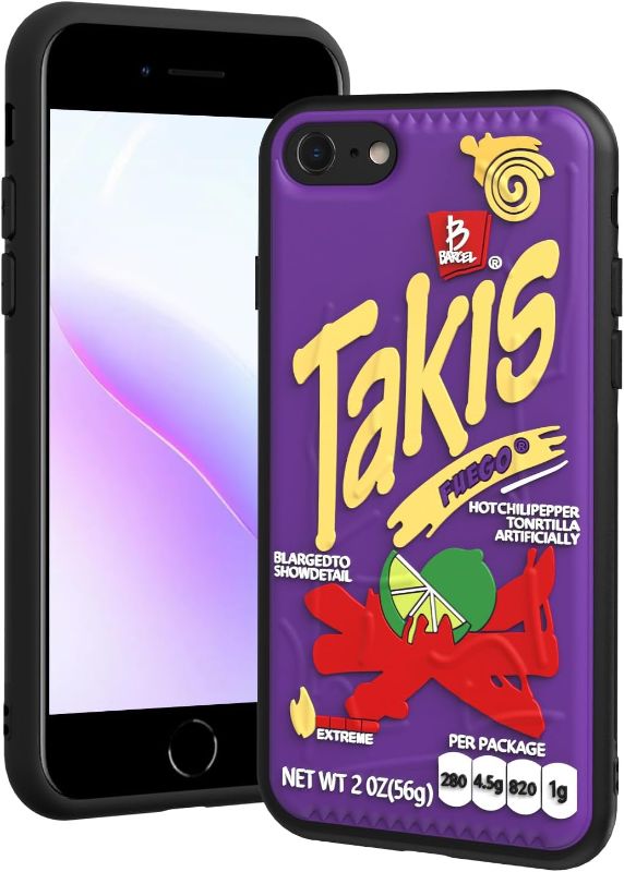 Photo 1 of *** Bundle *** Compatible with iPhone SE 2022/2020 Case, iPhone 7/8 Case Cute Cartoon Takis Pattern Design for Women, Kawaii Purple Case Silicone Slim Fit Protective Phone Case for iPhone 6/6S 4.7" ( 2 pack )