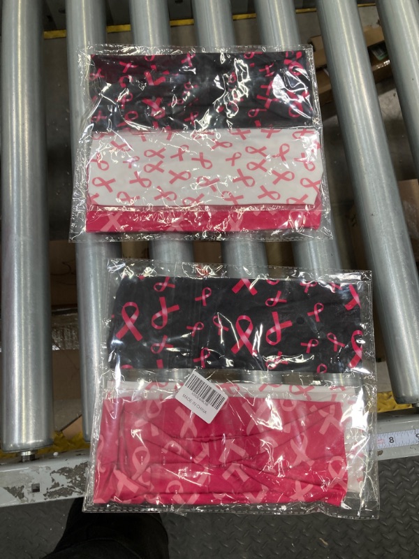 Photo 1 of Breast Cancer Awareness Headbands for Women and Girls - Pink Ribbon Hair Accessories, Elastic Wide Hair Bands for Yoga, Running, Non-Slip Sweat-Wicking Stretchy Hair Wraps (3 Colours)