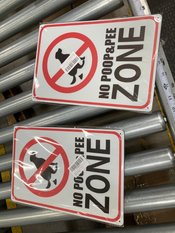 Photo 2 of *** Bundle *** Warning Sign No Poop & Pee Zone Pet Animal Sign Road Sign Business Sign 8X12 Inches Aluminum Metal Tin Sign 