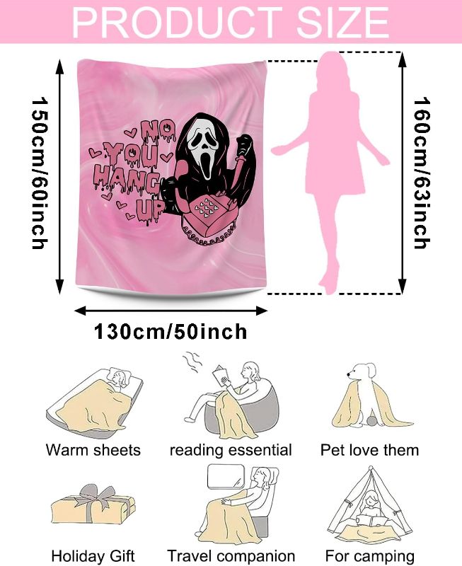 Photo 1 of 
Roll over image to zoom in






50''x 60'' Funny No You Hang Up Pink Horror Ghost Fleece Throw Blanket - Cozy Lightweight Thick Blanket - Soft Fuzzy Plush Blankets Throws- Halloween Valentine's Day Gifts for Bedroom Bed Sofa