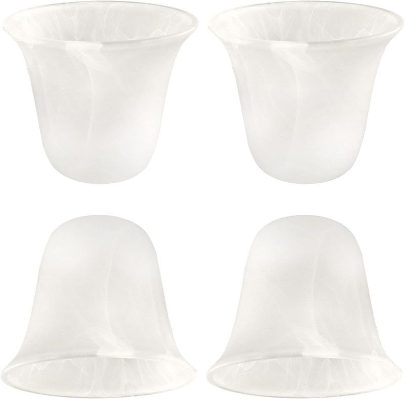 Photo 1 of 4 Pack Bell Shaped Alabaster Glass Lamp Shade Replacement with 1-5/8-inch Fitter Opening for Ceiling Fan Light Kit Wall Sconce Pendant Light Fixture A00029