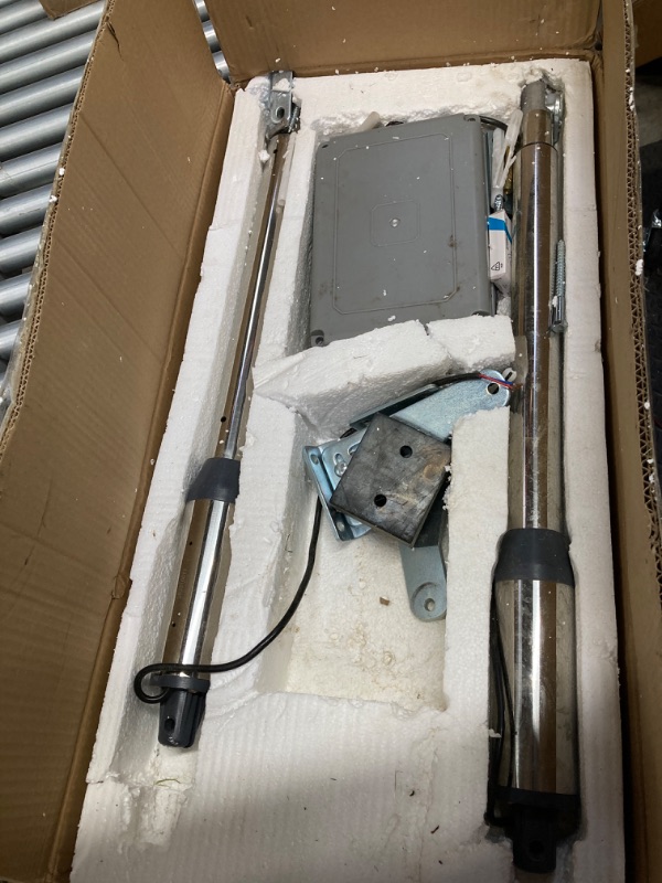 Photo 1 of Automatic Gate Opener with Remote Complete Kit for Swing Gate Up to 440lb per Arm, Electric Gate Opener Light Duty Dual Swing Gate Opener Automatic Gate Motor 40W AC Powered PKM-C01