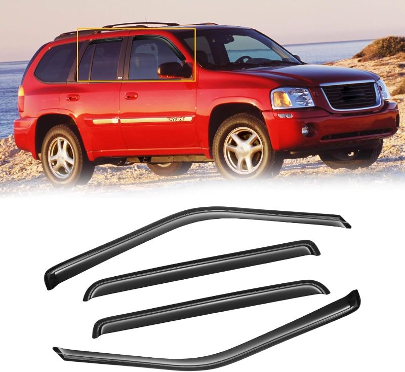 Photo 1 of Window Visors for 2002-2009 GMC Envoy/ 2002-2004 Oldsmobile Bravada, Rain Guards Shields Vent Shade Deflector Dark Smoke 2004-2007 Buick Rainier, 2004-2008 Isuzu Ascender, Tape-On, 4PCS