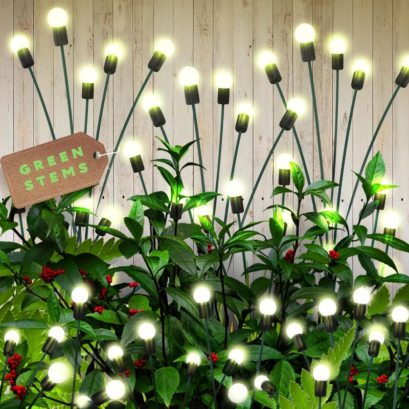 Photo 1 of 24 LEDs Firefly Garden Lights Solar Outdoor with Green Stems - 3 Pack Solar Garden Lights for Yard - Starburst Solar Outdoor Lights - Solar Swaying Light for Yard Patio Decoration