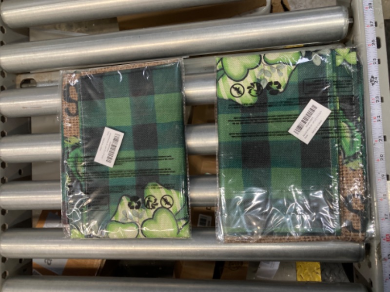 Photo 2 of *** Bundle *** Artoid Mode Green Buffalo Plaid Truck Shamrock St.Patrick's Day Table Runner, Spring Kitchen Dining Table Decoration for Home Party Decor 13 x 72 Inch Table Runner, 13" x 72" Black/Green ( 2 pack )