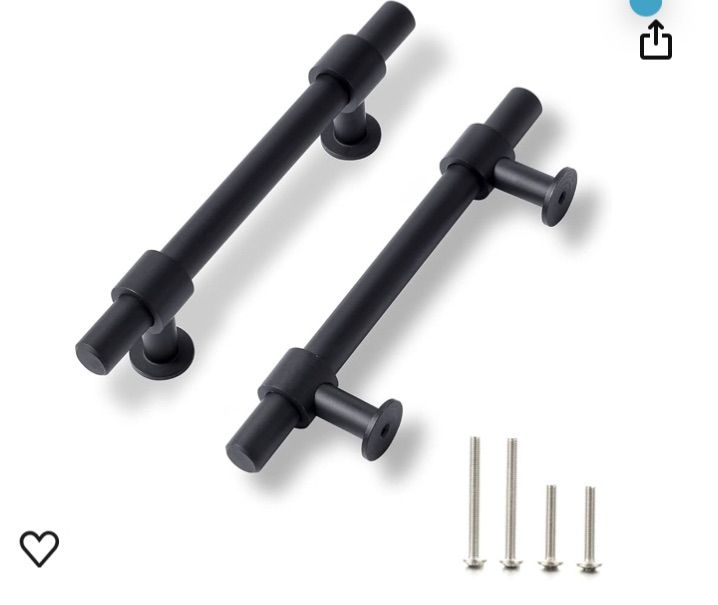 Photo 1 of 3 3/4 Inch Drawer Pull, 3.75" (96 mm) Kitchen Cabinet Handles, 5 Pack Dresser Pulls, Matte Black, Straight Bar