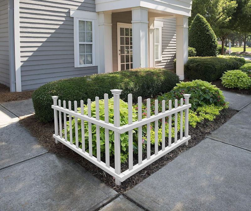 Photo 1 of Zippity Outdoor Products ZP19007 No Dig Vinyl Corner Picket Unassembled Accent Fence, 40" W x 30" H, White